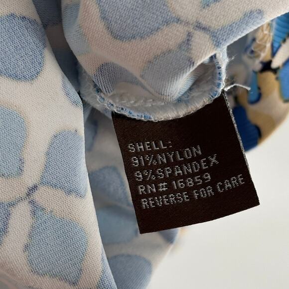 J. McLaughlin Blue and Cream Geometric Blouse - Picture 7 of 8